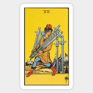 Seven of swords tarot card Sticker